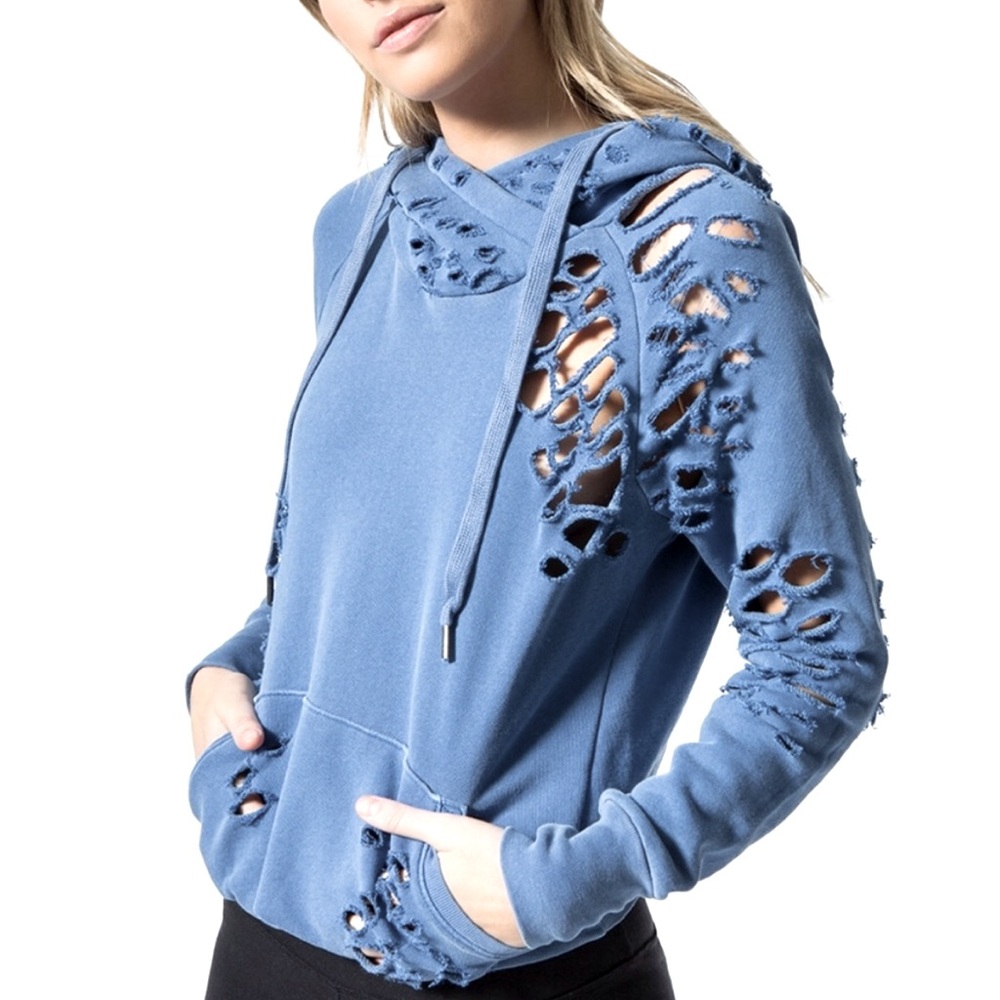 NSF destroyed blue hoodie